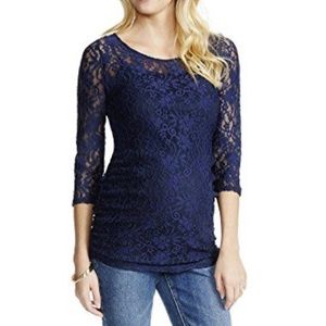 Navy blue lace maternity top
